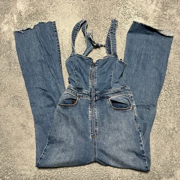 Free People Denim - We The Free Free People Overalls Womens 6 (26x31) Blue Denim Bibs Bootcut